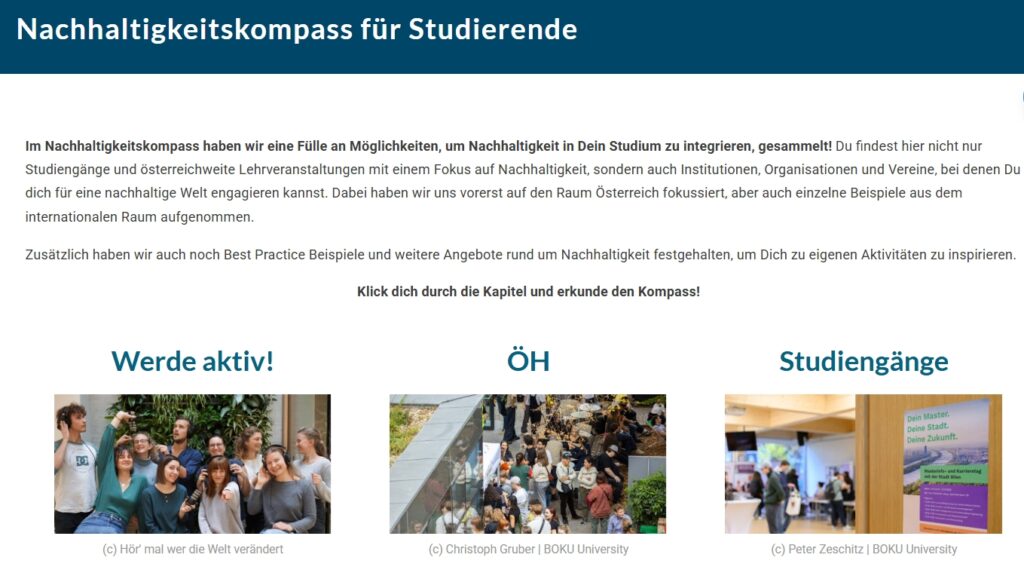 Screenshot Nachhaltigkeitskompass